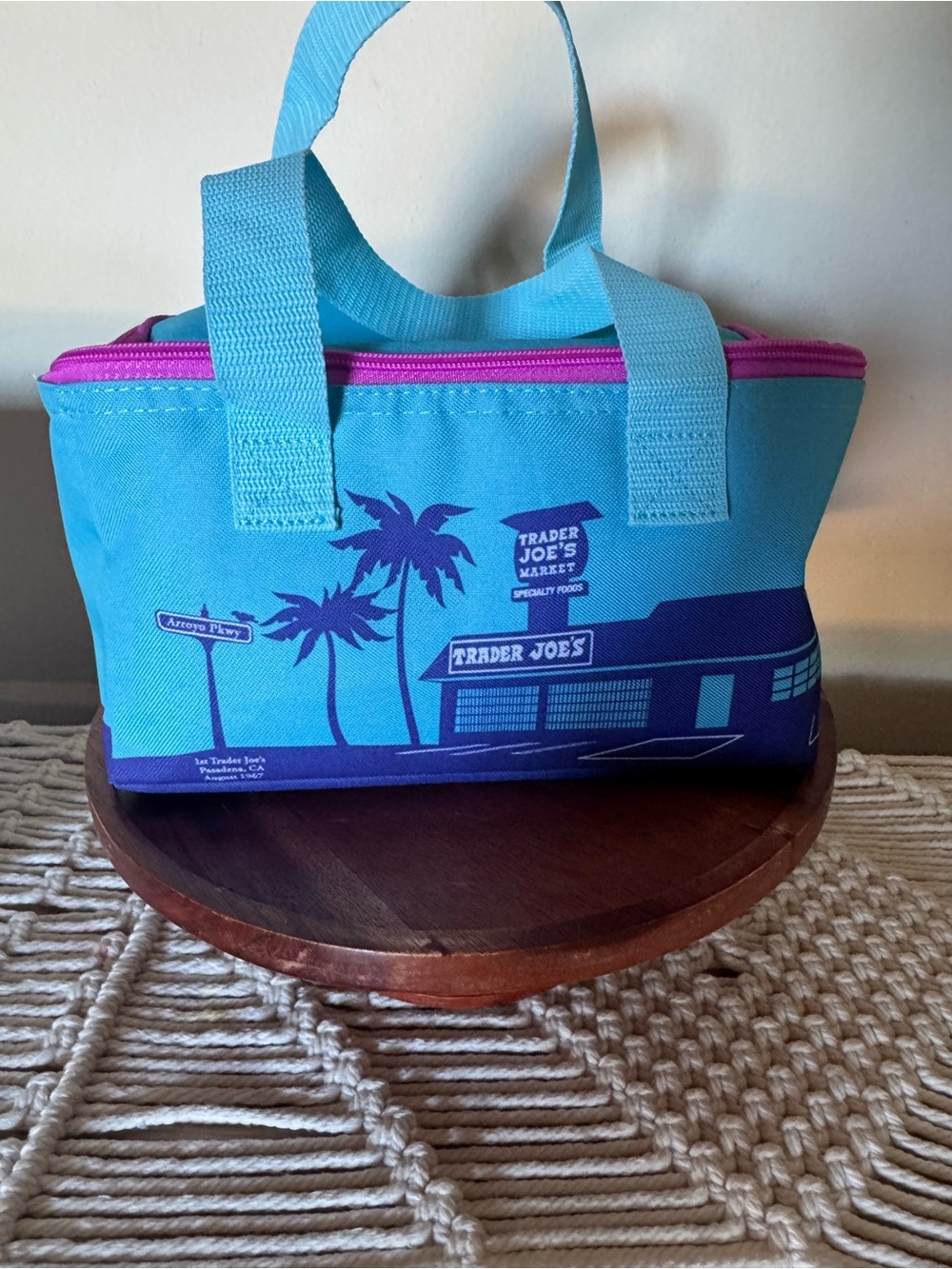 Trader Joe’s Teal and Purple mini Insulated Lunch Tote with Pink Zipper